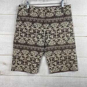 Cake Couture Shorts Womens S Brown Heavily Embroidered Bermuda Pockets Cotton